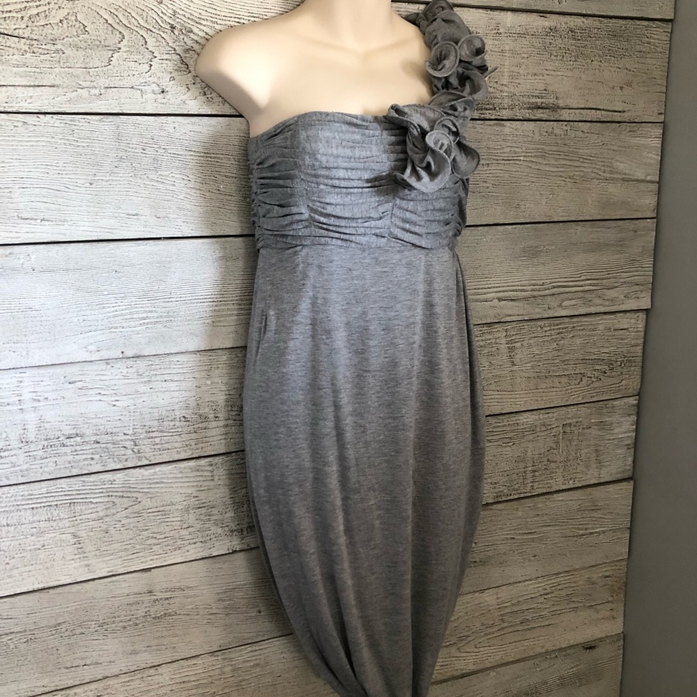 MM Couture by Miss Me Grey/Gray One Shoulder Unique Dress Size L/6